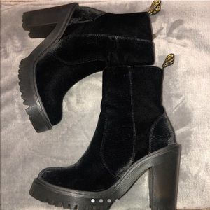 Dr. Martens Magdalena II Black Velvet Boots
